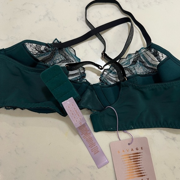 Elegant Lace Bra in Teal and Black - Picture 2 of 8